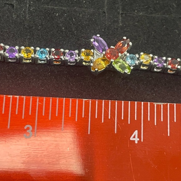 New 7.5" marquise garnet another gust and other gems sterling silver bracelet - Picture 4 of 9
